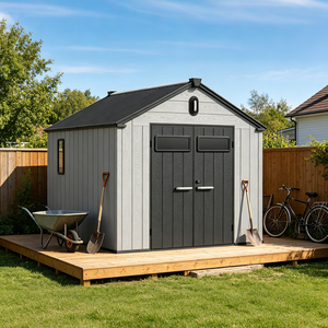 <span class=keywords><strong>Abri</strong></span> <span class=keywords><strong>de</strong></span> jardin en résine plastique <span class=keywords><strong>de</strong></span> 6 pieds (1,8 m) pour extérieur, grande structure <span class=keywords><strong>de</strong></span> rangement 6x8 avec accès facile, verrouillable et sécurisée pour outils et entrepôt - Product Image 4