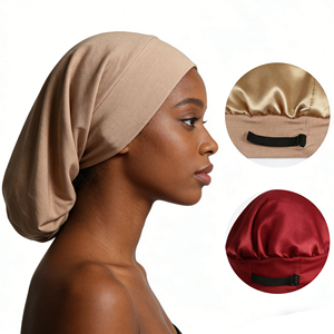 HZM-18298 <span class=keywords><strong>Bonnet</strong></span> de nuit réglable en <span class=keywords><strong>satin</strong></span> doublé pour <span class=keywords><strong>cheveux</strong></span> bouclés et crépus - Product Image 6