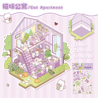 Pour SIMNO Creative Mini Maison Jouet Autocollant Kit Faire Votre Propre Dortoir DIY Artisanat Scènes Vacances Activité Fête Jeu Décoratif