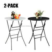 Table pliante ronde OEM de 32 pouces, modèle Rooster Tail, table portable en plastique avec structure métallique et pieds verrouillables
