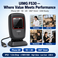 UIMG FS30 Scanner de codes-barres omnidirectionnel de bureau économique 1D 2D USB pour pharmacie et paiement mobile
