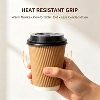 Gobelet en carton ondulé simple paroi imprimé sur mesure, isolant thermique, jetable, pour café, thé, boissons chaudes, vente en gros
