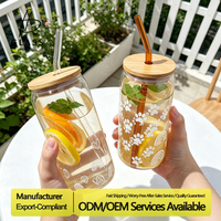 Gobelets en verre tendance et personnalisables pour boissons froides, bubble tea et bière réfrigérée, avec paille et couvercle en bambou
