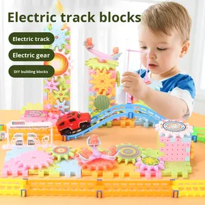 Điện tự làm lắp ráp đường sắt xe đồ chơi ABS Vật liệu khối xây dựng điện tử bộ đồ chơi giáo dục cho bé trai và bé gái - Product Image 2