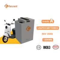 Batterie LiFePO4 Lezet 48V/60V/72V 20Ah/25Ah/50Ah 1200Wh, durée de vie de 1000 cycles, certifiée CE pour les véhicules électriques