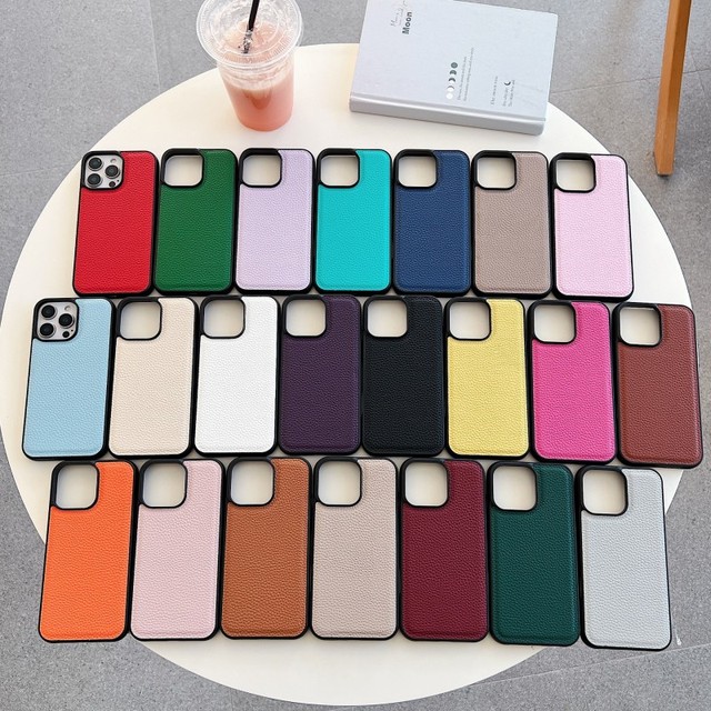 Pure Color Lychee Pattern Leather Mobile Phone case for iPhone 17promax 16E 15plus 14 13 12 11 Shockproof Back Cover Wholesale