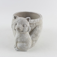 Pot de fleurs en ciment de style nordique au design classique avec motif renard, pour plantes en pot et bonsaïs, à poser au sol, en promotion