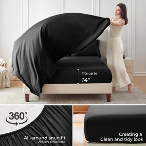 Comforter Set Màu Đen 7-Mảnh Nữ Hoàng Kích Thước Bộ Đồ Giường Hoàn Chỉnh Thiết Lập Bao Gồm Comforter Tấm Phẳng Được Trang Bị Tấm Gối Shams Nhà Máy 100% - Product Image 3