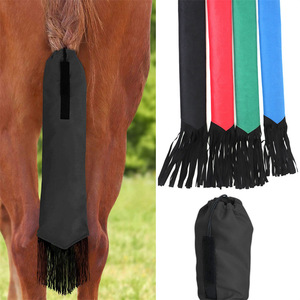 Couverture de protection pour queue de cheval avec franges, noir, rouge, vert, bleu, pour l'entretien des chevaux et la protection contre les moustiques - Product Image 1