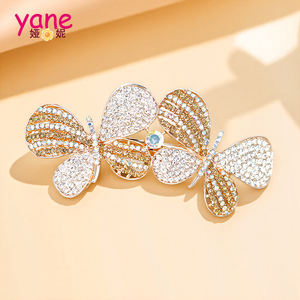 Pinzas de pelo de piedra de cristal de aleación de estilo europeo para mujer, pinzas de pelo a la moda de mariposa, pinzas de pelo de Metal al por mayor - Product Image 6