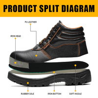 Botas de Trabajo Protectoras de Seguridad para Hombre con Puntera y Placa de Acero de Cuero/PU en Stock