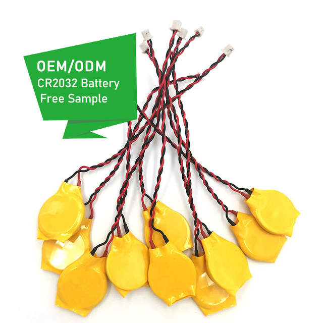Wholesale Li-ion 3V 225mAh CR1632 CR2025 CR2032 CR2450 Lithium Button Cell Cmos Bios Laptop Battery With Wire and Connector