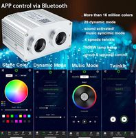 Kit Lampu Serat Optik Mobil Starlight Headliner Twinkle RGBW Dual Port Pengubah Warna Kontrol APP 20W untuk Lampu Serat Optik Mobil