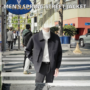 Chaqueta de Primavera Informal para Hombre, Estilo Nuevo, de Mezclilla, Cierre de Botón, Estilo Urbano, Bolsillos Grandes, Moda Sencilla - Product Image 3