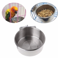 Mangeoires pour oiseaux, perruches en acier inoxydable avec bol d'alimentation, accessoire pour perruches, perroquet gris, perruches de cocktail