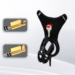 Ceinture de chasteté masculine imprimée en 3D, cage de bondage avec verrou invisible et clé, jouet pour adultes pour hommes, livrée avec dispositif de chasteté portable noir - Product Image 6