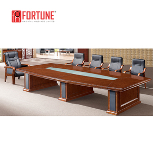 3D Renderding Kích Thước Lớn Văn Phòng Gỗ 14 Người Hình Bầu Dục Hình Tròn Bàn Hội Nghị - Product Image 6