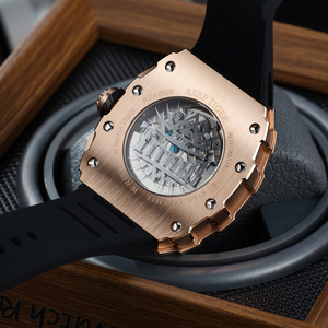 <span class=keywords><strong>Montre</strong></span> mécanique multifonctionnelle REEF TIGER Fashion pour homme, boîtier tonneau en titane, automatique, <span class=keywords><strong>or</strong></span> rose, bracelet en caoutchouc, étanche, RGA3009 - Product Image 6