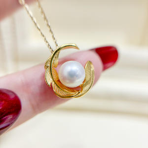 Colgante de Plata S925 con Cuentas Redondas de 6-8mm, Accesorios para Collar de Moda DIY, Base Vacía 31112 - Product Image 1