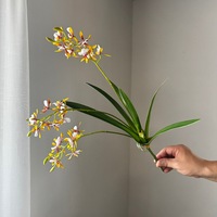 Bunga Anggrek Mini 3 Tangkai Buatan Tiruan Sentuhan Realistis, Simulasi Sutra Lembut 51cm, Dekorasi Rumah, Meja, Pernikahan, Pesta