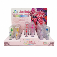 Rouge à Lèvres Gelée Fleur Véritable Rose Passion, Baume à Lèvres Magique Transparent Effet Cristal, Décoloration Persistante pour un Look Naturel, Marque Privée