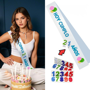 HOYCUMPLOXXANOS Transfronterizo, Cinta con Estampado '¿Cuántos Años Estoy Hoy?' de Material Textil, para Etiqueta, Fiesta y Maquillaje - Product Image 1