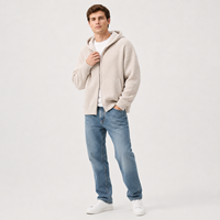 MENGTU Maßgefertigter Einfarbiger Drop-Shoulder Langarm-Strickpullover mit Reißverschluss Kapuzenpullover Strickjacke für Herren