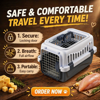 Cage de transport portable pour animaux de compagnie avec poignée supérieure, respirante à 360°, en plastique solide, pour petits et moyens oiseaux, petits animaux, boîte de voyage aérien