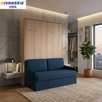 Muebles Modernos para Dormitorios Pequeños que Ahorran Espacio, Cama Plegable Oculta en la Pared con Sofá, Panel de Melamina, Diseño Modular