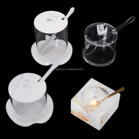 Plat à miel en acrylique transparent avec couvercle magnétique, poignée en métal doré effet miroir 3D, motif perle, cadeau juif Judaica pour la fête de Rosh Hashanah