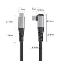 Câble USB C vers C USB3.2 GEN1 5 Gbps pour transfert de données, angle droit, Stream VR Link, avec charge rapide PD 3A pour casque VR Oculus Quest