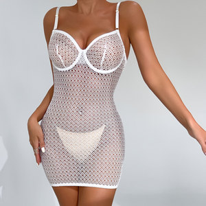 Abito a Rete con Ferretto e Bretelle, Lingerie Sexy Trasparente, Completo Due Pezzi, Body Sexy da Donna - Vendita all'Ingrosso - Product Image 3