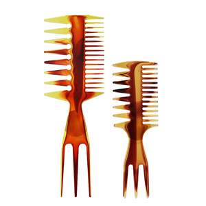 Pompadour Hair Comb Amber Plastic Professional Salon <b>Tool</b> For Styling Slicked Back Hair Large And <b>Small</b> Size - Product Image 5