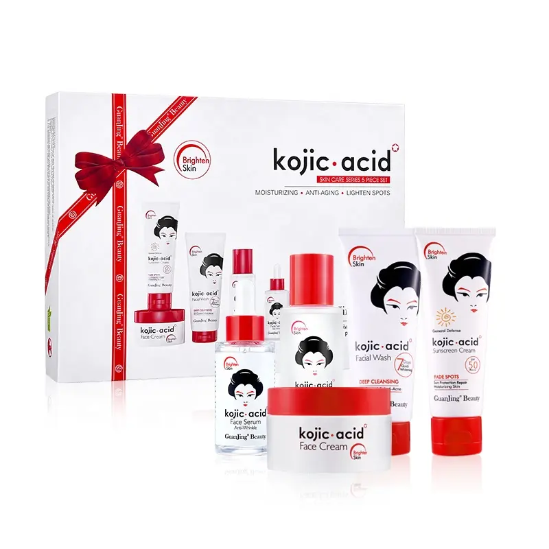 Ácido Kójico 7 días blanqueamiento venta al por mayor cuidado de la piel conjunto crema aclarante punto oscuro brillo cuidado de la piel conjunto de regalo para mujeres