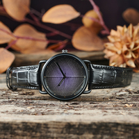 TimelessTreeLeaf Montre de haute qualité au design artistique, cadran texturé en forme de feuille, écologique, unisexe, résistante à l'eau 3BAR, mouvement japonais