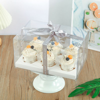 Boîte à gobelets carrée auto-élevante en carton transparent écologique jetable de qualité alimentaire pour 2/4/6/12 gobelets, emballage pour muffins surélevé