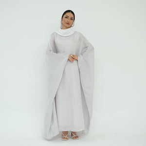 Abbigliamento Islamico Estivo in Poliestere a Prezzi Convenienti, Taglie Forti, Abiti Kaftan Etnici Tinta Unita con Cintura, Abaya di Dubai - Product Image 2