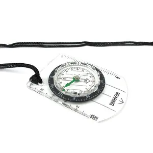 Mini Baseplate Kompas Peta Skala Penggaris Luar Ruangan Berkemah Mendaki Bersepeda Pramuka Kompas Plastik dengan Aturan dan Peta