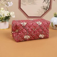 Tas Makeup Poliester Bermotif Bunga Kaijie Fashion, Tas Zipper Perawatan Kulit untuk Perjalanan, Kapasitas Besar, Portabel untuk Sehari-hari