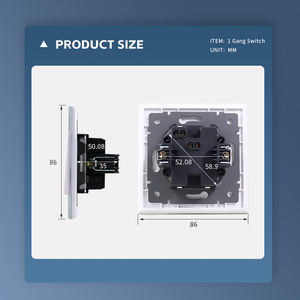 Nuevo diseño 86 Series 1 Gang interruptor de luz de vidrio interruptor de luz de pared remoto interruptor eléctrico y sokets <span class=keywords><strong>Wal</strong></span> de lujo - Product Image 3