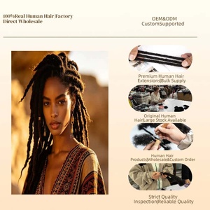 Extensiones de rastas hechas a mano de 0.4cm a 0.8cm, cabello humano permanente, rastas teñidas, negro natural para salones, EE. UU., Europa, tejido Remy - Product Image 4