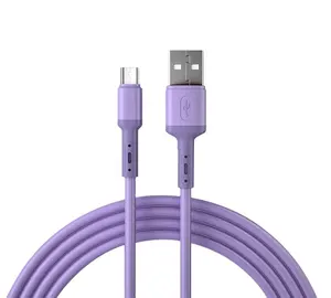 Purple Convenient 5V 3A Micro Liquid Soft Rubber Charging Data Cable Assembly Wiring Harness for Electronic Devices
