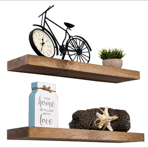 2 Pezzi Mensole Galleggianti in Legno di Fienile Recuperato, Assi in Legno Naturale <span class=keywords><strong>con</strong></span> Staffe a Filo Muro, 18"x4.5"x2" - Product Image 5