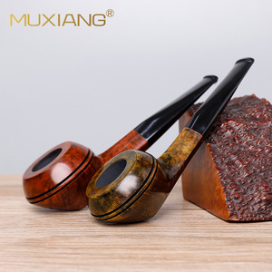 Muxiang Briarwood Pipe Bulldog Design Solid Wood Tobacco Pipe Customizable - Product Image 2