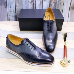 รองเท้าออกซ์ฟอร์ดลำลองผู้ชาย ดีไซน์หลากสีคุณภาพสูง หนังวัว น้ำหนักเบา พื้นเรียบ เพิ่มความสูง เหมาะสำหรับธุรกิจ ฤดูใบไม้ร่วง - Product Image 3