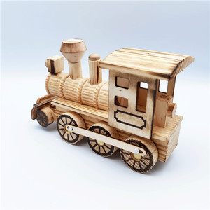 Venta al por mayor adornos locomotora juguete de simulación de madera regalos para niños tren de madera - Product Image 4