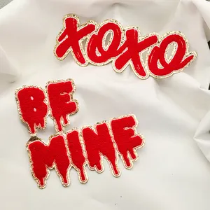 Large Valentines Series Chenille Patches Be Mine Custom Sequin Patch Iron On Letter Patches For Clothing