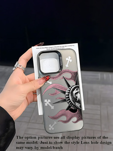 Funda Gótica Rosa Y2K con Estampado de Estatua en Negro Mate, Carcasa Antigolpes con Pintura UV para Teléfonos Móviles 12/13/14/15/16/17Pro - Product Image 3