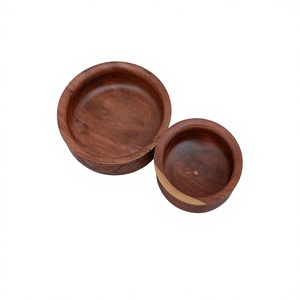 Ensemble de bols de service vintage polis, 2 tailles (petite et grande), en bois d'acacia, réutilisables, compatibles lave-vaisselle, écologiques, pour fruits et fêtes - Product Image 2