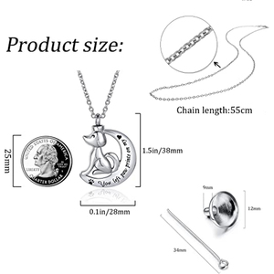 Collier d'urne de crémation pour animaux de compagnie, pendentif souvenir de chien et de lune, bijoux commémoratifs pour femmes et hommes, motifs de patte gauche sur mon cœur - Product Image 2